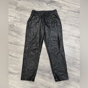 Loft Black Faux Leather Drawstring Pant size S
